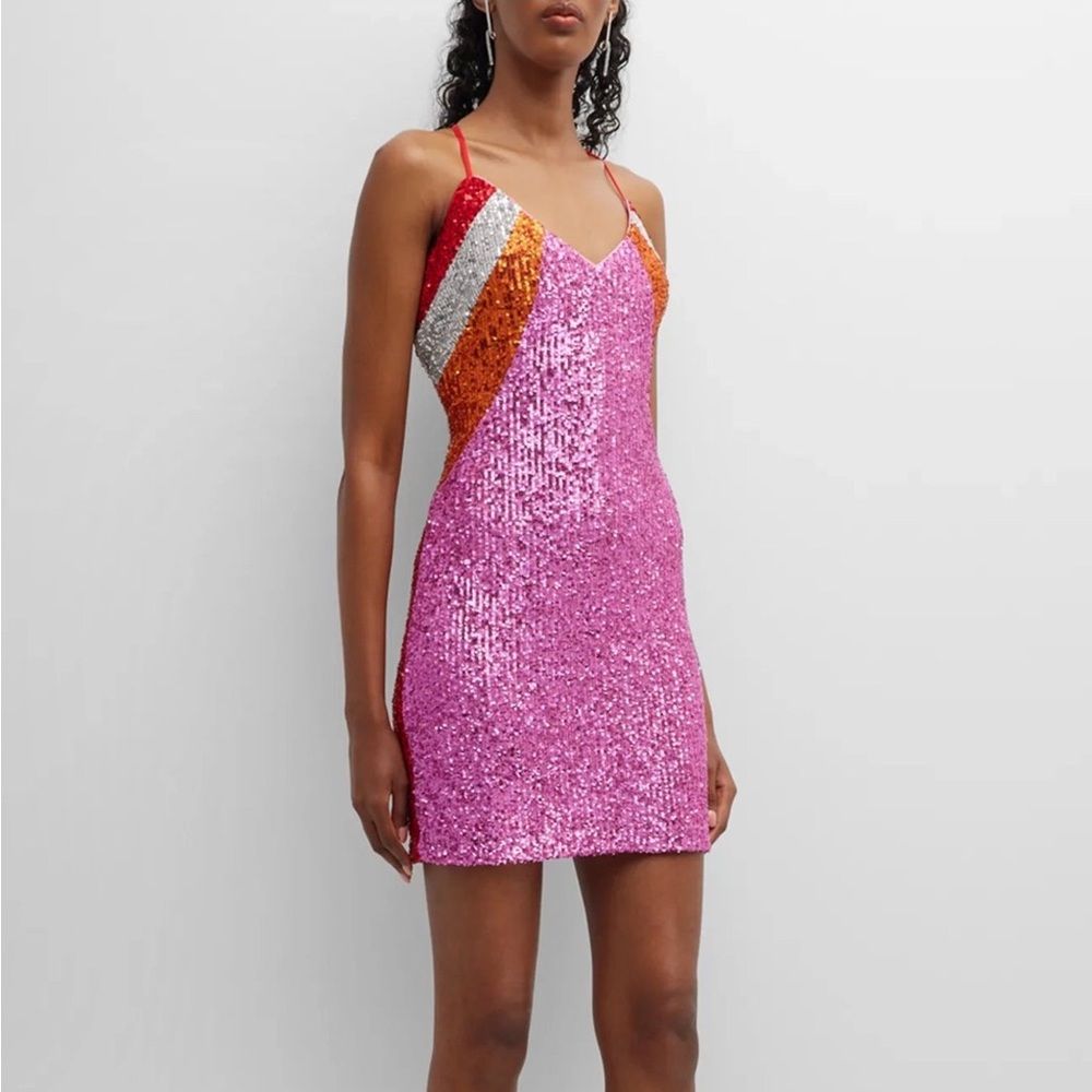 One33 Social Pink Red The Tammy Sequin Mini Dress